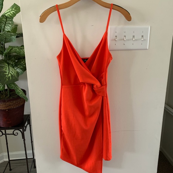 Ready for the Night Coral Red Twist-Front Mini Dress - Picture 5 of 5
